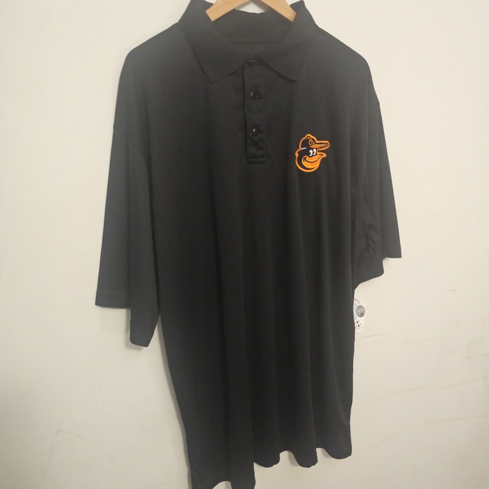 MLB Baltimore OriolesXLT Baseball Collared Polo Black Orange Sports Short Sleeve